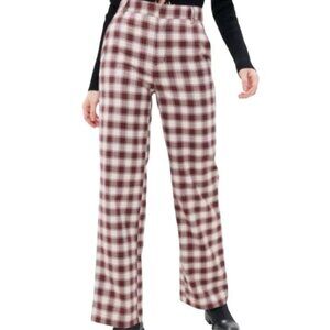Urban Outfitters Brown Cream Plaid Wide Leg Pants